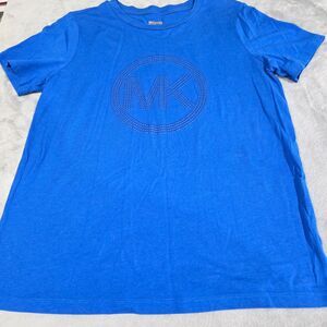 Michael Kors Blue‎ Short Sleeve Beaded Cotton Blend T-Shirt Women's LARGE